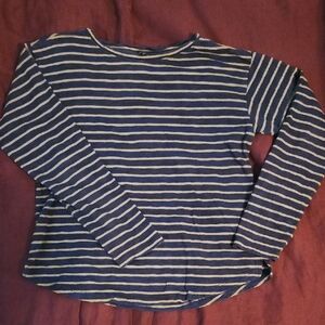 Lucky Brand Navy and Beige Striped Top